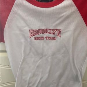 red and white cropped tee